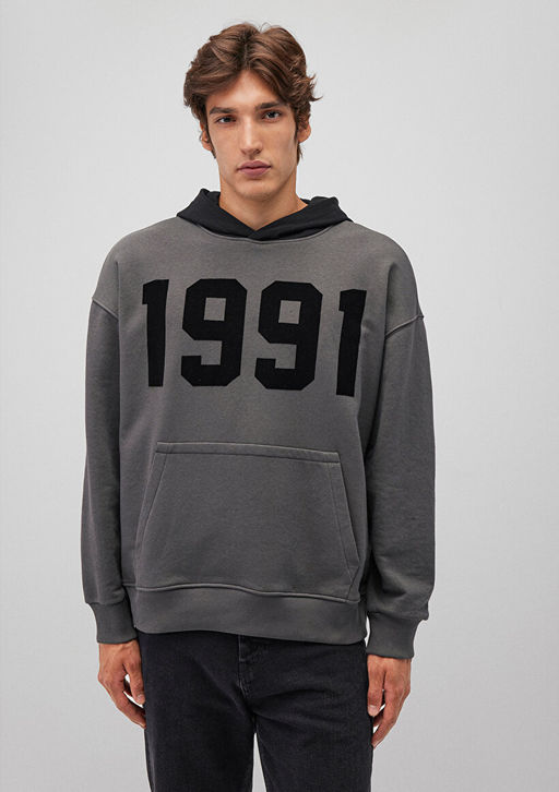 1991 Bask?l? Gri Sweatshirt - Mavi фото 3