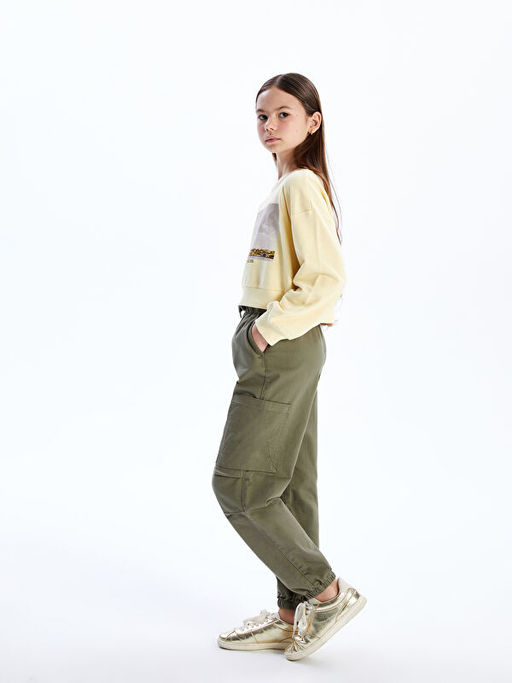 Beli Lastikli K?z ?ocuk Jogger Pantolon