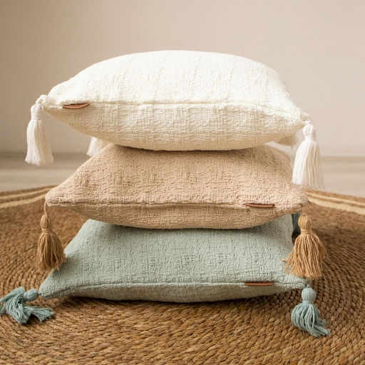 Наволочка декоративная с кисточками SL Home TASSEL, 45×45 см, оливковая