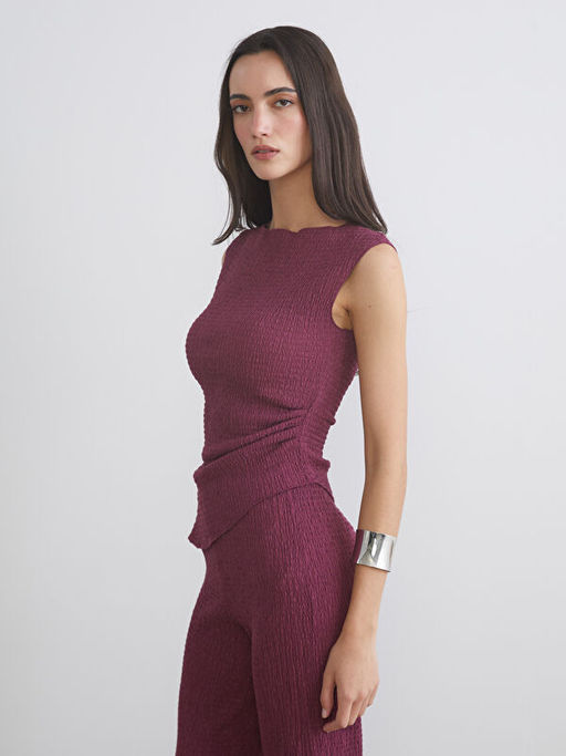 Kay?k Yaka Dokulu Bluz