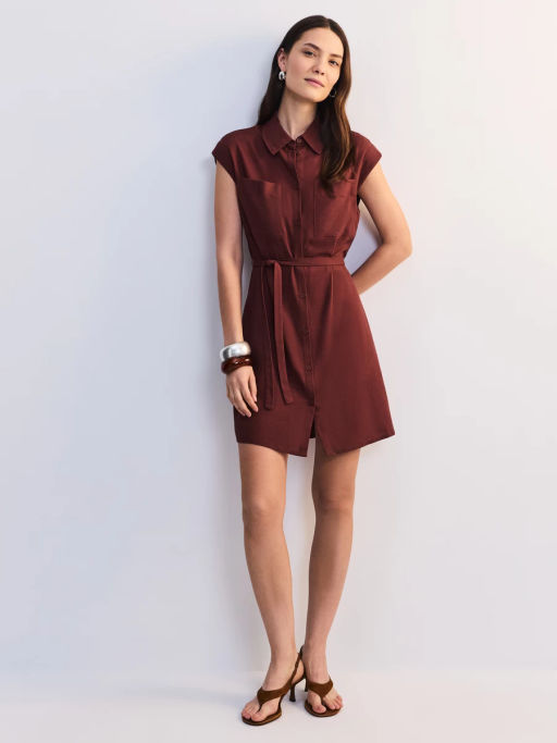 Льняное платье-рубашка с поясом ZR2605012907-21 / Zarina