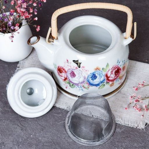 Чайник заварочный 450 мл с металлическим ситом / BF-212 /уп 60/ бамбуковой ручка - Галеонтрейд фото 2