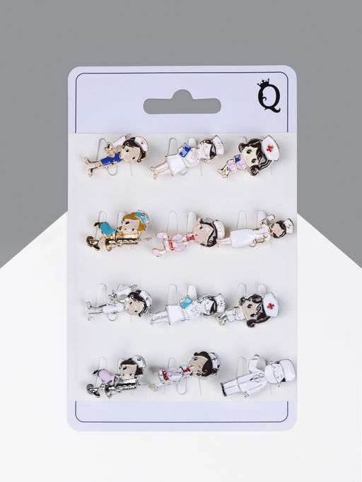 Цена за 12 шт. Брошь «Медсестричка», форма МИКС, цвет МИКС, (неделимая фасовка 12 шт., цена за шт.)