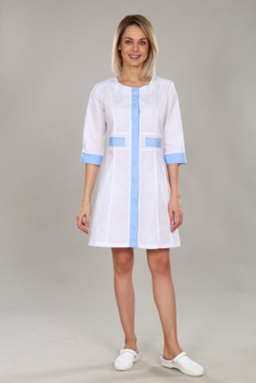 Халат женский 163 ТС. Цвет: белый и холодный голубой - Стильб фото 2