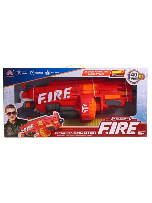 Бластер Огненный, стреляет мягкими пулями, работает на батарейках - Simaland фото 15