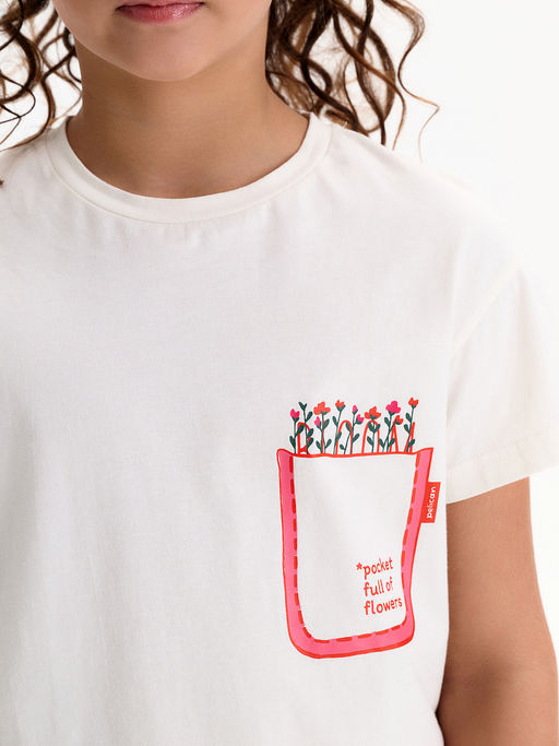 PELICAN, футболка для девочек, Молочный  фото 2