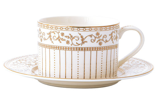 Пара чайная, 1 перс, 2 пр, 220 мл, фарфор N, белая, с золотистым орнаментом, Golden