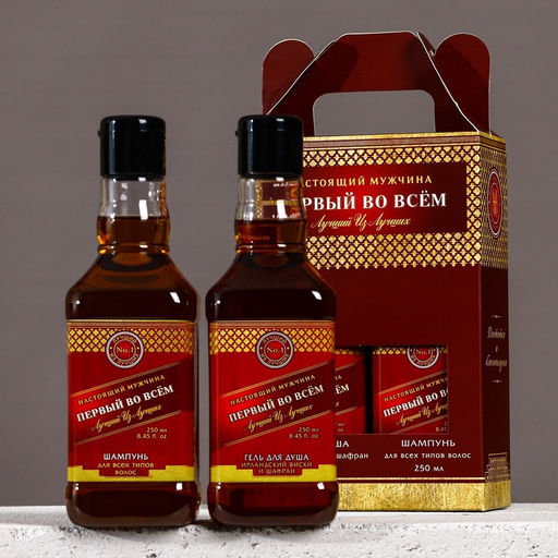 Подарочный набор ЧИСТОЕ СЧАСТЬЕ Первому во всём: гель для душа и шампунь для волос виски, 2?250 мл