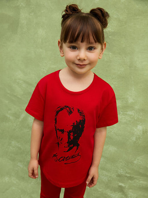 Bisiklet Yaka Atat?rk Bask?l? K?z Bebek Ti??rt