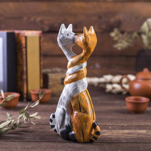 Сувенир «Целующиеся коты», 19×4×11 см, дерево