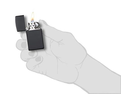 Зажигалка ZIPPO узкая с черным матовым покрытием | Slim® Black Matte 1618  фото 4