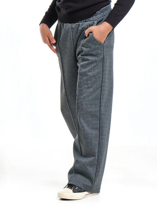 Брюки палаццо в клетку штаны для девочки детская одежда вещи 22-7859 черная клетка - Mini maxi фото 14