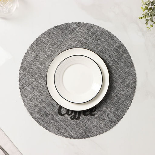 Набор салфеток сервировочных Доляна Coffee, 4 шт, d=37 см, цвет серый  фото 5