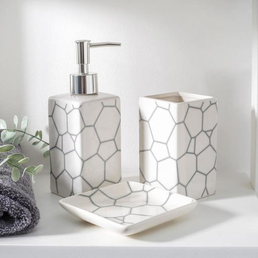 Аксессуары для ванной Жираф, 3 предмета: мыльница, дозатор для мыла 360 мл, стакан 360 мл