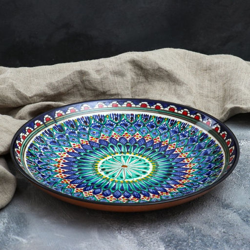 Ляган Риштанская Керамика «Узоры», 31 см, синий