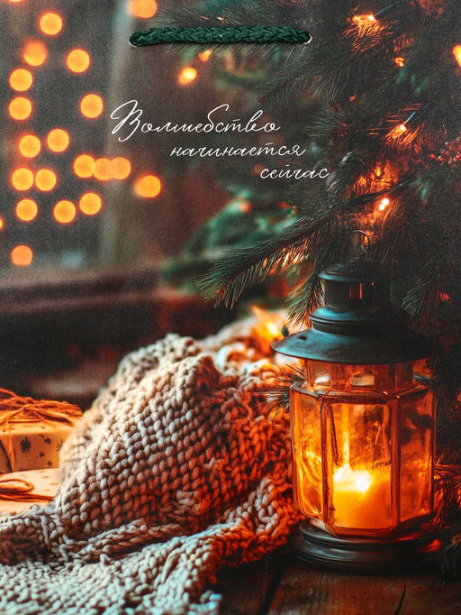 Цена за 2 шт. Пакет подарочный новогодний ламинированный, «Уют», 18×10×22.3 см