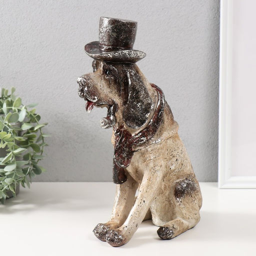 Фигурка полистоун «Пёс в цилиндре», 24.5×12×32.5 см