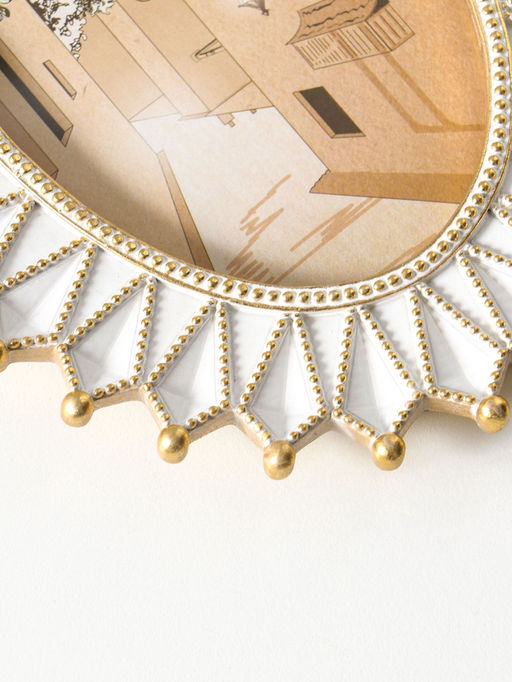 Фоторамка полистоун 10х15 см "Пики" белая с золотом 17х2,3х21,9 см