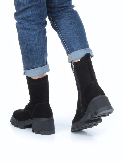 04-M2-5123 BLACK Ботинки зимние женские (натуральная замша, натуральный мех) - Фабричный китай фото 3