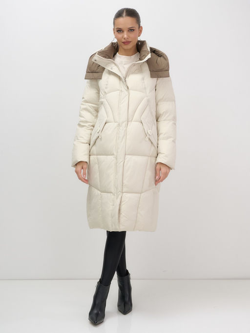 Пальто зимнее Visdeer 7709B женское утепленное 240 г/м² бежевое  фото 5