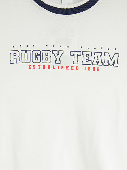 Bisiklet Yaka Bask?l? Erkek ?ocuk Ti??rt