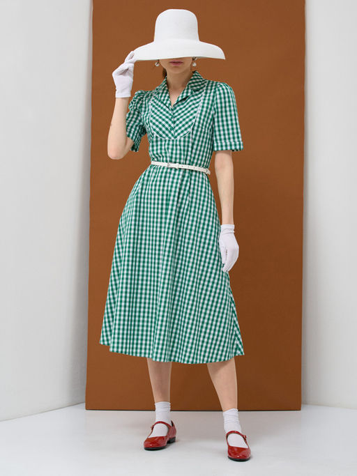 Платье хлопок клетка зелено-белая - Tantino фото 4