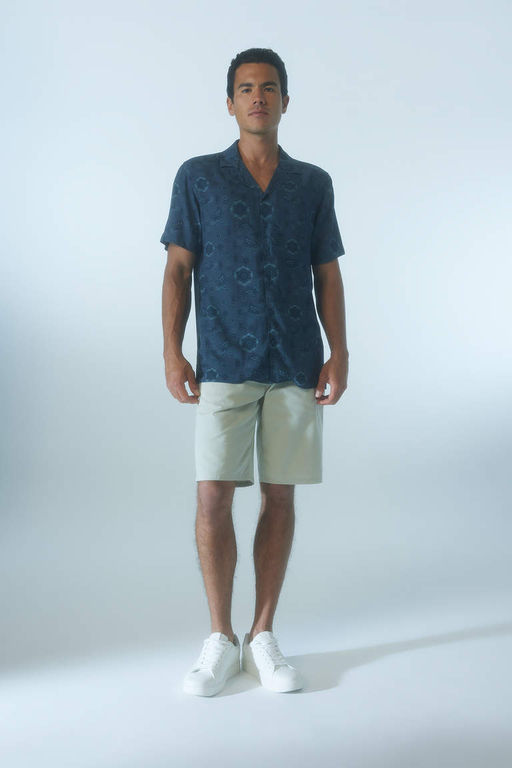 Рубашка из вискозы с коротким рукавом стандартного кроя с рисунком - Defacto фото 2