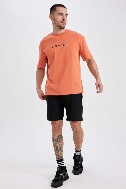 DeFactoFit Футболка Oversize из 100 % хлопка с круглым вырезом сзади и короткими рукавами с принтом  фото 3