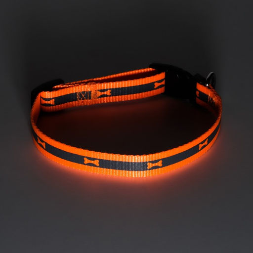 Ошейник Кость, ОШ до 37 см, ширина 1,5 см, оранжевый - Пижон фото 9