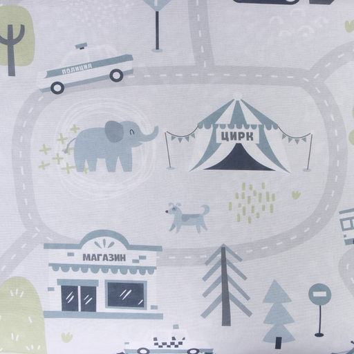 Постельное бельё Крошка Я Карта города, 112х143 см, 60х120+20 см, 40х60 см, 100% хлопок  фото 4