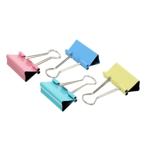 Зажимы для бумаг 32 мм, 12 штук, deVENTE, металлические, МИКС х 4 цвета, картонная коробка