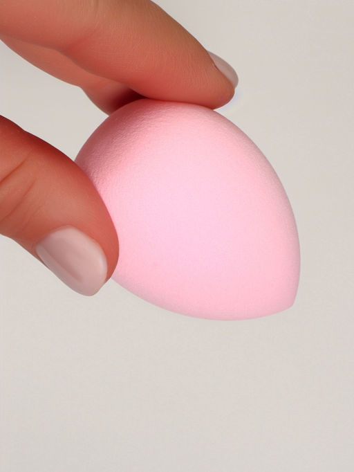 Спонж для макияжа «Капля», 6×8 см, с подставкой, розовый