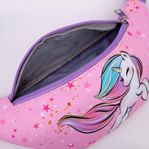 Сумка детская для девочки поясная Единорог, на молнии, наружный карман, розовая - NAZAMOK KIDS фото 6