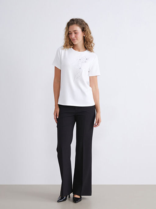 Bisiklet Yaka Nak??l? Kad?n Ti??rt