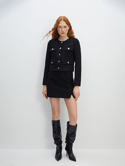 Beli Fermuarl? Ekose Kad?n Etek