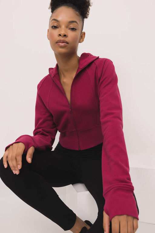 Укороченный толстый свитшот DeFactoFit с капюшоном и двойным карманом на молнии