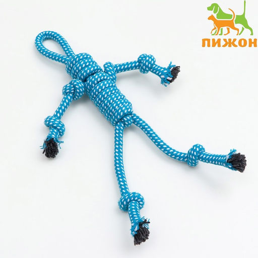 Игрушка канатная Человечек, до 30 см, 65 г, синяя/белая