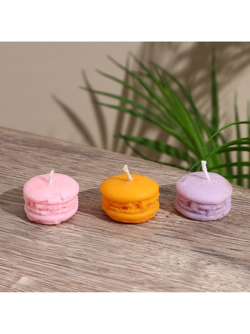 Цена за 4 шт. Свеча "Макарун" 3,5х3,5х2 см, соевый воск МИКС
