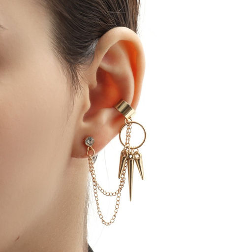 Серьга Кафф молодёжная, цвет белый в золоте - Queen fair фото 4