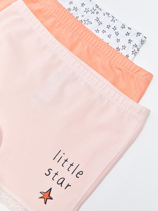 Bask?l? Pamuklu K?z ?ocuk Boxer 3l? - Waikiki фото 3