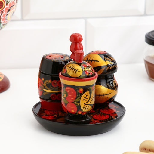 Набор для специй дерево «Ягодка», 4 предмета, хохлома