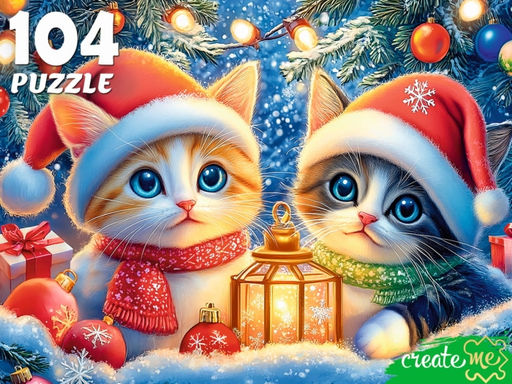 Пазлы 104 "Котята под елкой"
