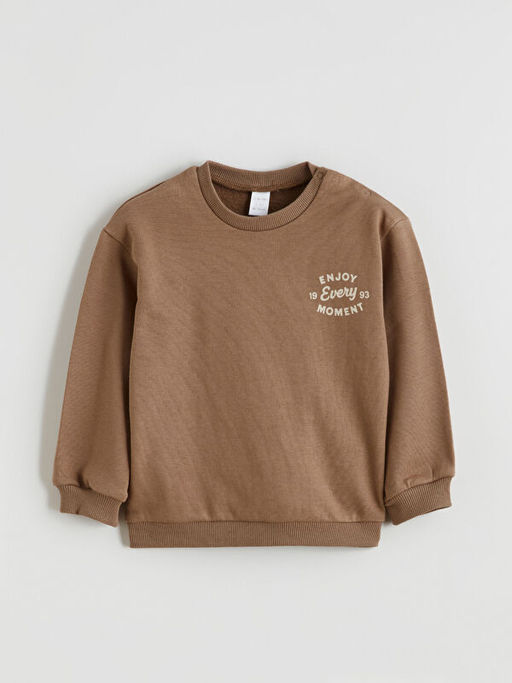 Bask?l? Erkek Bebek Sweatshirt ve E?ofman Alt?