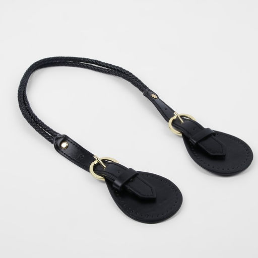 Ручка для сумки, шнуры, 60×1.8 см, с пришивными петлями 5.8 см, цвет чёрный, золотой