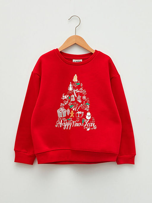 Bisiklet Yaka Y?lba?? Temal? Uzun Kollu K?z ?ocuk Sweatshirt - Waikiki фото 2