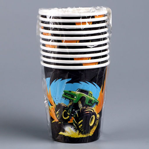 Цена за 10 шт. Стакан бумажный Тачка, 250 мл - Страна карнавалия фото 3