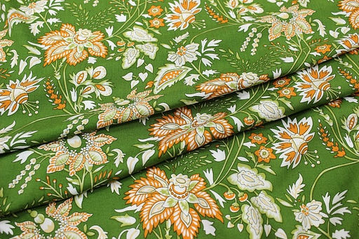 Штапель Зачарованный сад цв.травяной, ш.1.45м, вискоза-100%, 100гр/м.кв - Купава фото 5