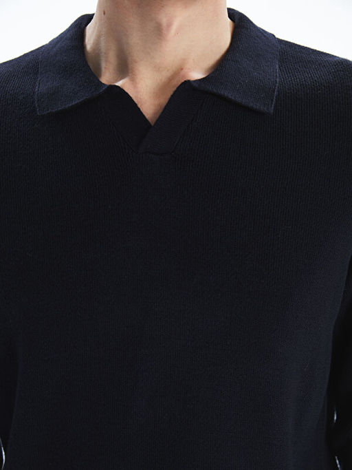 Polo Yaka Uzun Kollu Erkek Triko Kazak