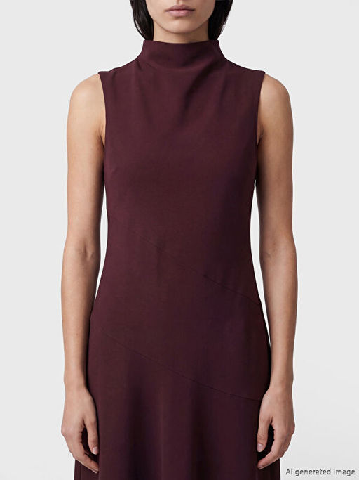 Dik Yaka Krep Elbise