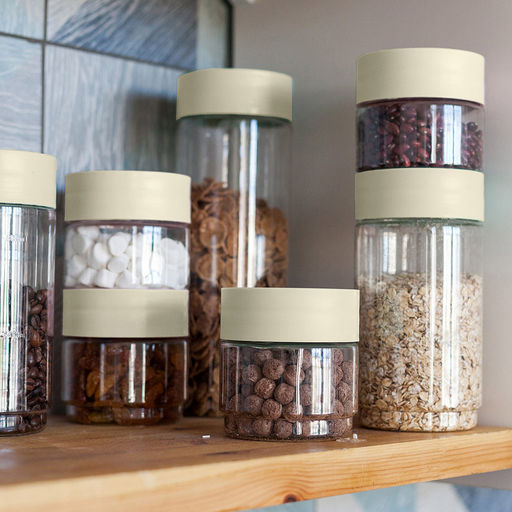 Asti Банка для сыпучих продуктов пластмассовый 1,0л, д9,2см, h18,5см, светло-бежевый (Россия) - Домашняя мода фото 2